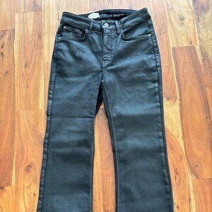 Pilcro by Anthropologie "The Yaya" Mid-Rise Crop Flare Coated Black Jeans - 28